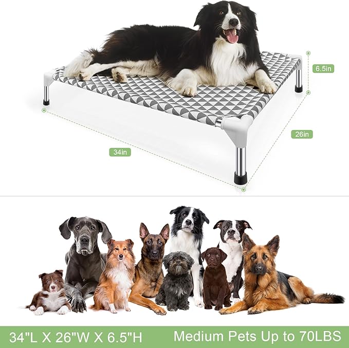 Kuntrust Elevated Outdoor Dog Bed, Medium Size, Cotton Material, Non-Slip Feet - Image 6