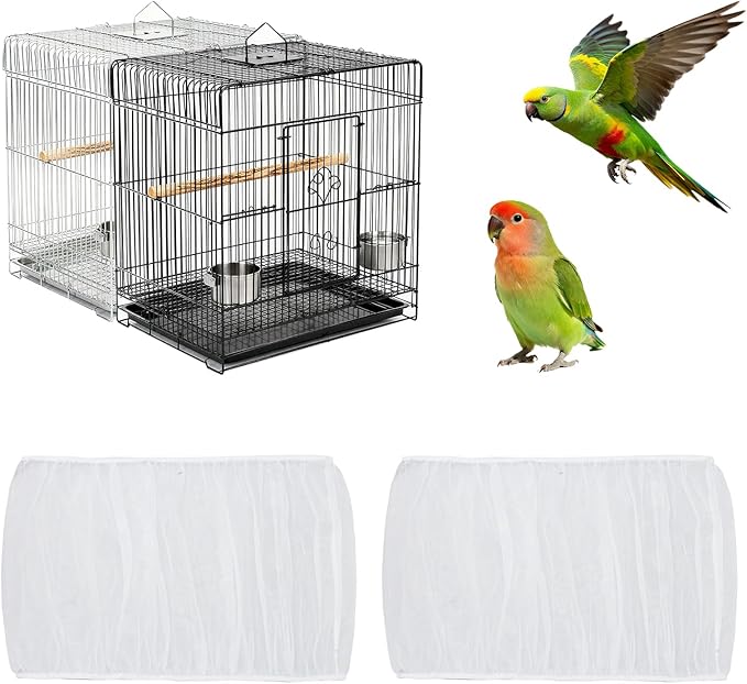 Fengek 2 Pack White Bird Cage Cover, Adjustable Bird Cage Seed Catcher by Fengek