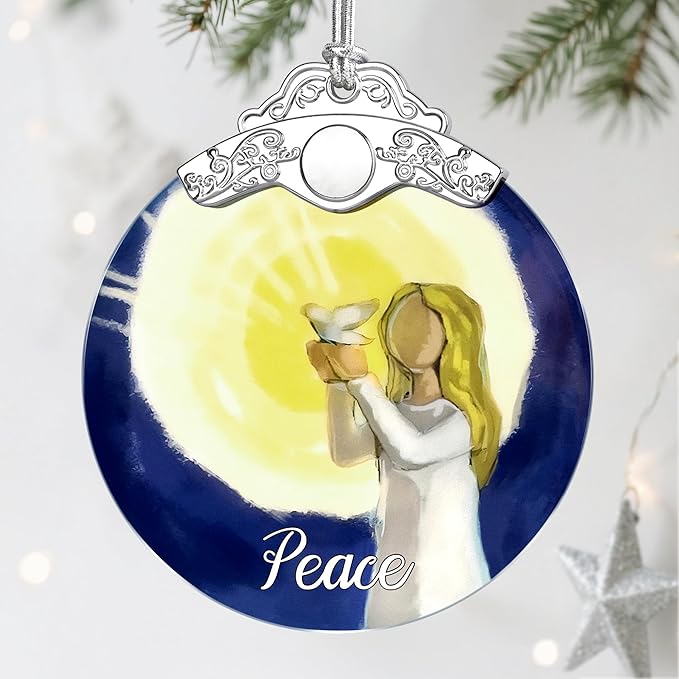 Stained Glass Ornament, Peace Angel Christmas Ornaments, Christmas Decorations by Jocidea
