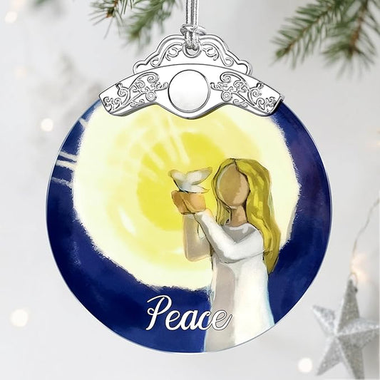 Stained Glass Ornament, Peace Angel Christmas Ornaments, Christmas Decorations by Jocidea
