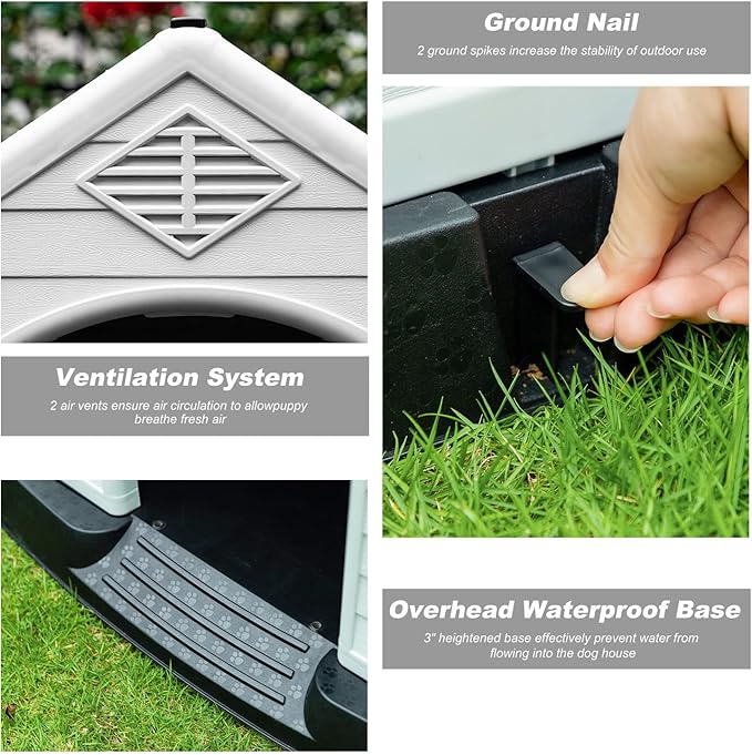 FDW Dog House Indoor Outdoor Durable Ventilate Waterproof Pet Plastic Dog House - Image 7