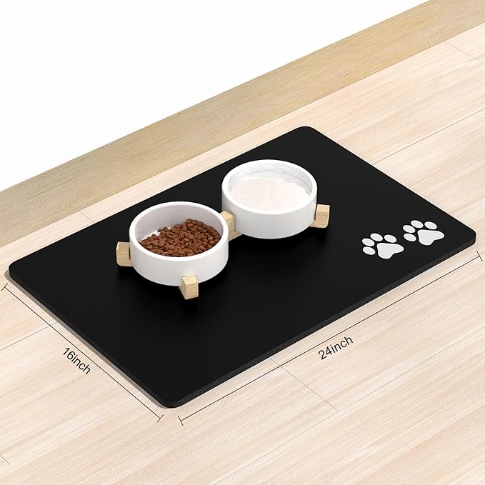 Rnivvi Dog Food Mat, Cute Anti-Slip Rubber Pet Feeding Rug Protect Floors - Image 2
