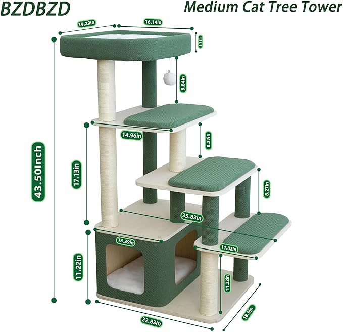 Modern Wood Cat Tree Tower for Large Cats - Image 6