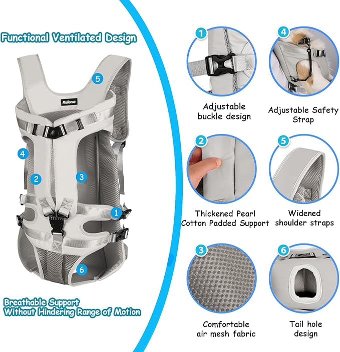PetBonus Pet Front Dog Carrier Backpacks, Adjustable Pet Backpack, Legs Out - Image 2