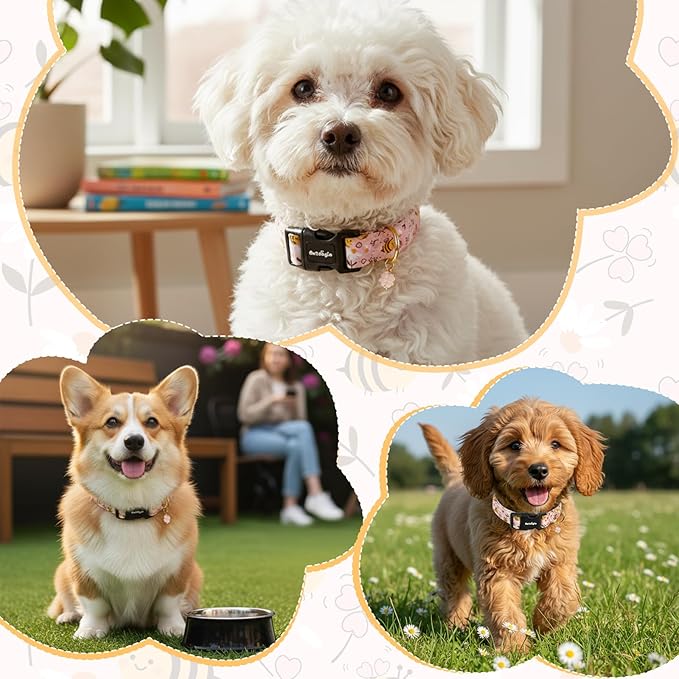 Dog Collar for Spring Summer, Adjustable Cotton Puppy Dog Collars, Cute Girl or - Image 5