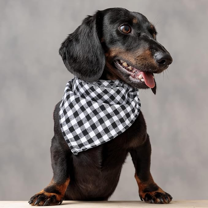 Honoson 6 Pieces Triangle Dog Bandana Dog Scarf Plaid Printing Adjustable Bibs - Image 6