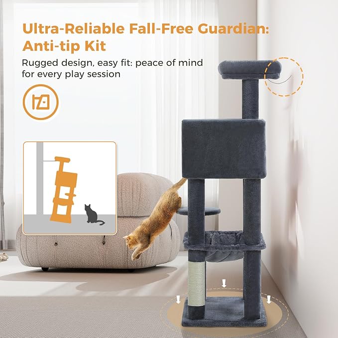 MUTTROS Cat Tree for Indoor Cats, 44.5" Multi-Level Cat Tower - Image 6