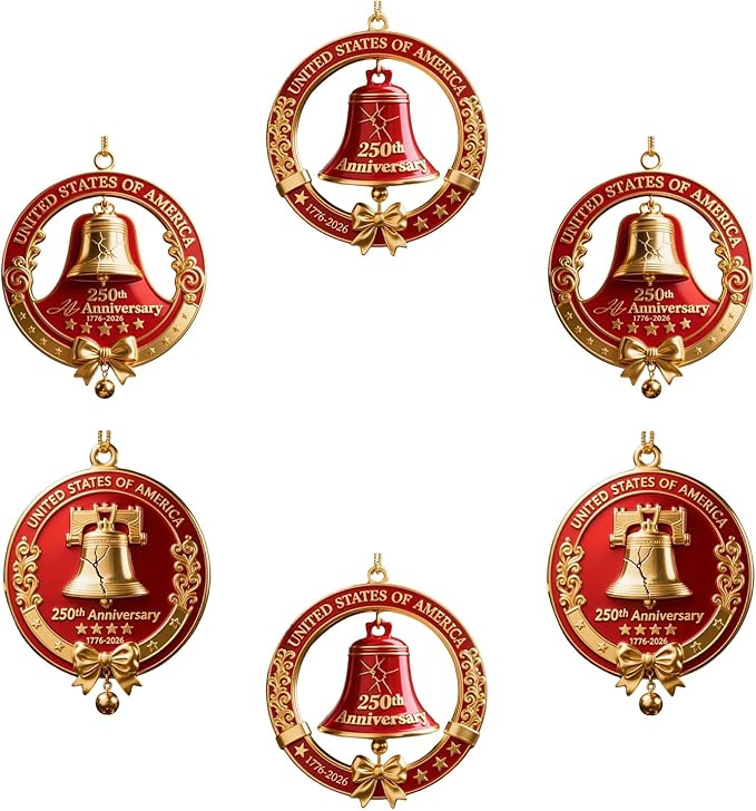 6 Pcs 250th Anniversary Liberty Bell Hanging Ornament Indoor Outdoor Decor by BHOOKA