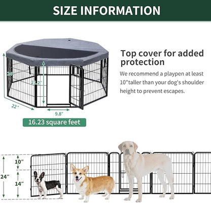 PETIME Dog Playpen, Metal Exercise Puppy Pen Heavy Duty Kennels Yard Fence - Image 3