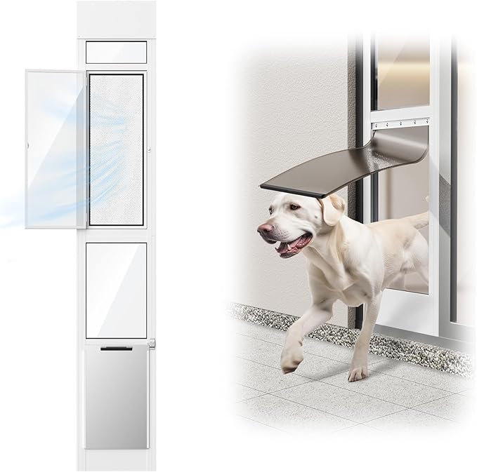 Dog Door for Sliding Glass Door, Adjustable Height 75 3/5" to 80" Sliding Door by FurrFinessePetDoor