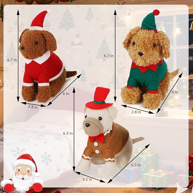 FORUP Christmas Dog Stuffed Animals, Fireplace & Party Decoration, Festive Gift - Image 2