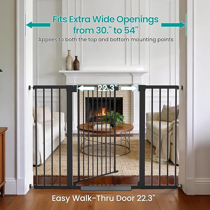 Cumbor 36" Extra Tall Baby Gate, 30-54" Wide Dog Gates - Image 2
