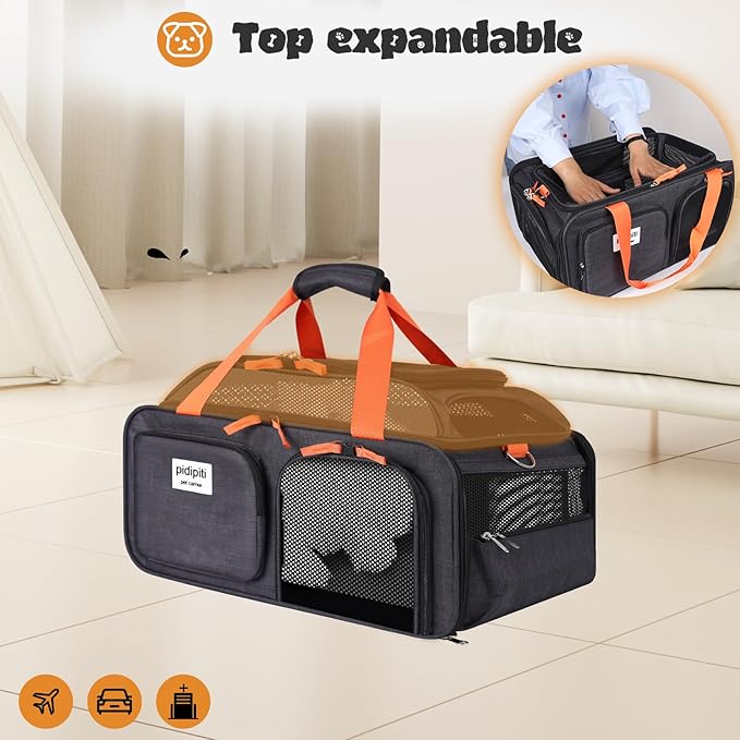 pidipiti 18.5x13x9 TSA Approved top Expandable Soft Sided pet Carrier - Image 4