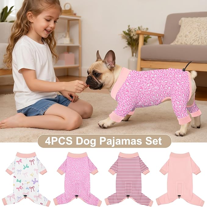 Bienbee Dog Pajamas, 4 Pack Dog Recovery Suit Shedding Suit Cute Soft Puppy - Image 2
