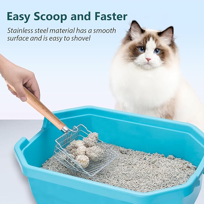 Cat Litter Scoop, 9.8" Extended Handle Premium Kitty Shovel - Image 3