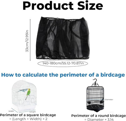 2 Pcs Bird Cage Seed Catcher, Adjustable Bird Cage Net Cover, Reusable Soft - Image 2