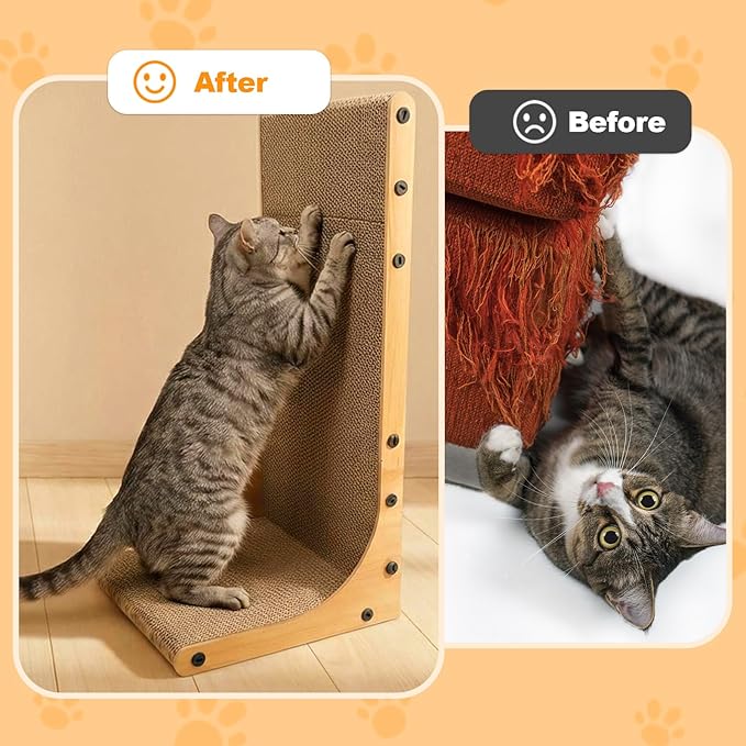 Goosheep 22in L-Shaped Cat Scratcher 2-in1 Scratching Board - Image 8