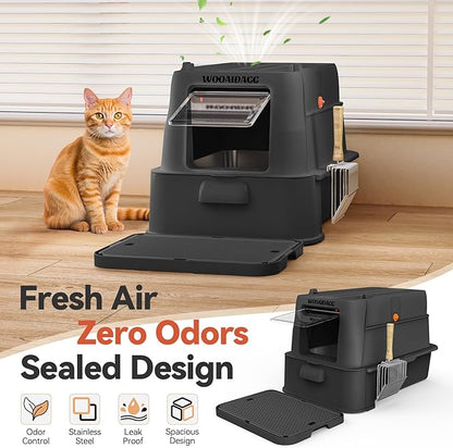Wooaidagg Enclosed Stainless Steel Cat Litter Box - Image 4