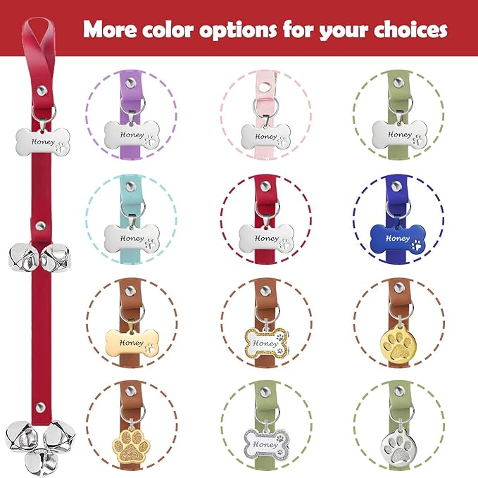 Leather Dog Bells, Puppy Potty Training Bell Dog Doorbell Potty Train Dog Bell - Image 2