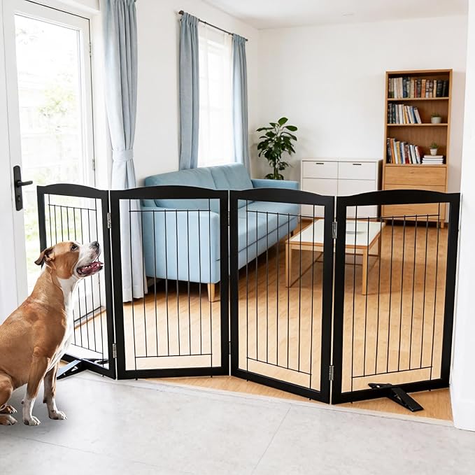 ZJSF Freestanding Dog Fence Indoor, Foldable Dog Gate by ZJSF