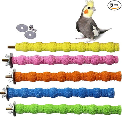kathson 5 PCS Bird Perch Parrot Stand Cage Accessories Natural Wooden Stick Paw by kathson