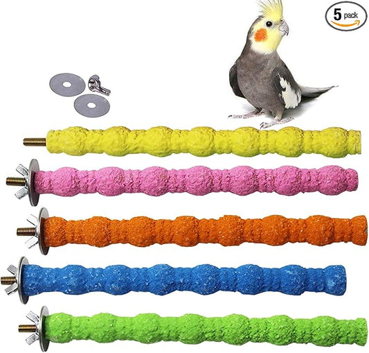 kathson 5 PCS Bird Perch Parrot Stand Cage Accessories Natural Wooden Stick Paw by kathson