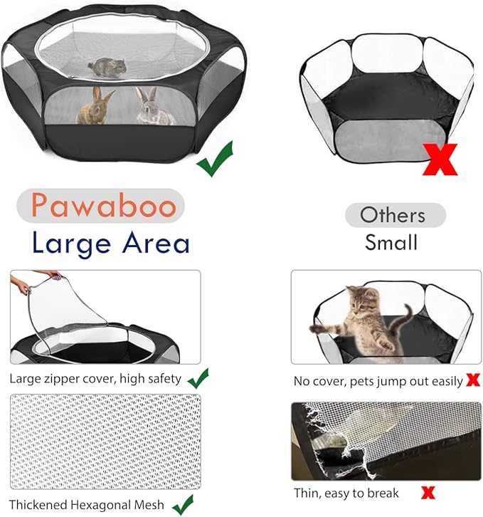 Pawaboo Small Animals Playpen, Waterproof Small Pet Cage Tent - Image 3