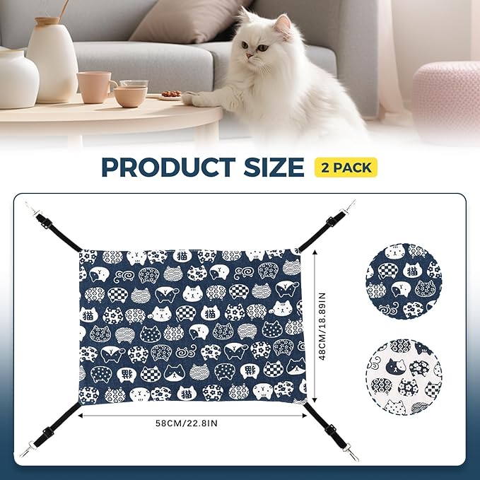 Admaison Cat Hammock for Cage Hanging Reversible 2Pack, Pet Hammock Bed - Image 4