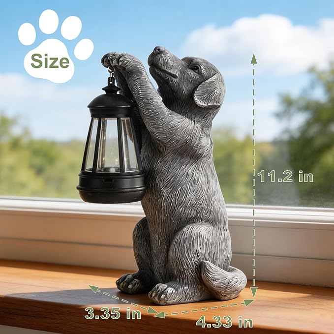 Solar Dog Outdoor Statue with Lantern – Garden Dog Figurines - Image 6