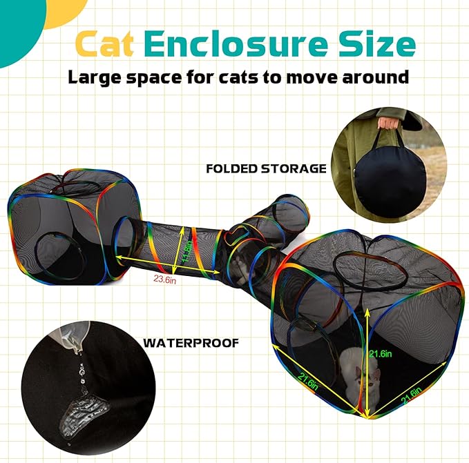 Outdoor Rainbow Cat Enclosures Playground, Outside House - Image 3