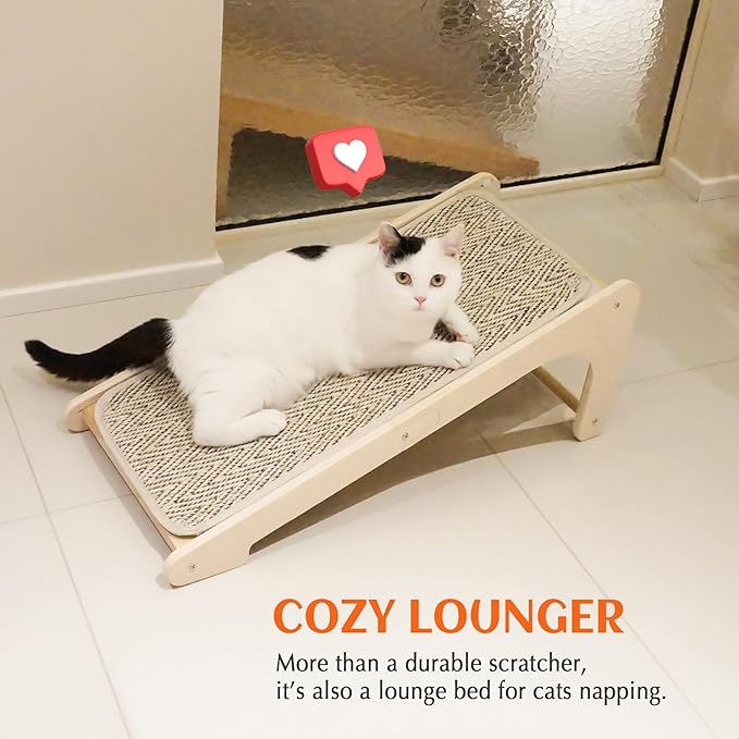PETKARAY L Shape Cat Scratcher, Sisal Scratching Ramp, Chevron Scratching Pad - Image 6