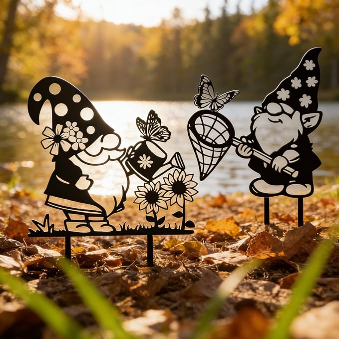 Rngmsi Gnome Metal Garden Stakes Decor, Gnome Yard Decorations Outdoor - Image 7