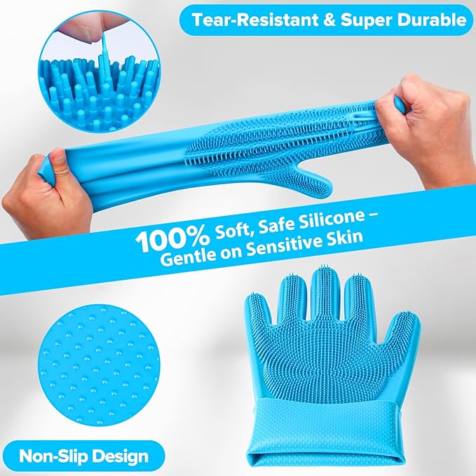 Augwind 6PCS Pet Grooming Kit for Dogs, Cats and Horses | Dog Washing Gloves | - Image 4