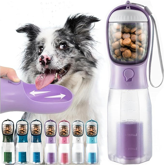 Portable Water Bottle for Dogs, 3 in 1 Pet Travel Bowl Dispenser by MoonyMars