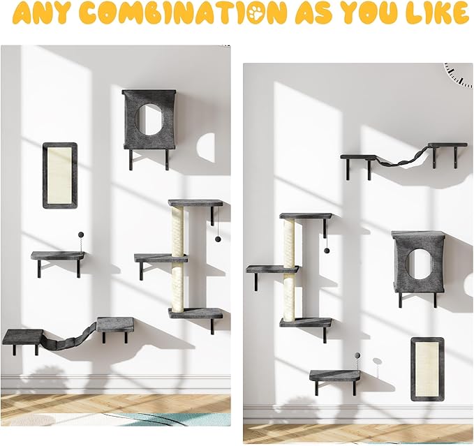NUNU LAB Cat Wall Shelves, 10-in-1 Wall-Mounted Cat Furniture Set, Large Cat - Image 3