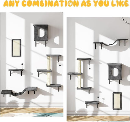 NUNU LAB Cat Wall Shelves, 10-in-1 Wall-Mounted Cat Furniture Set, Large Cat - Image 3
