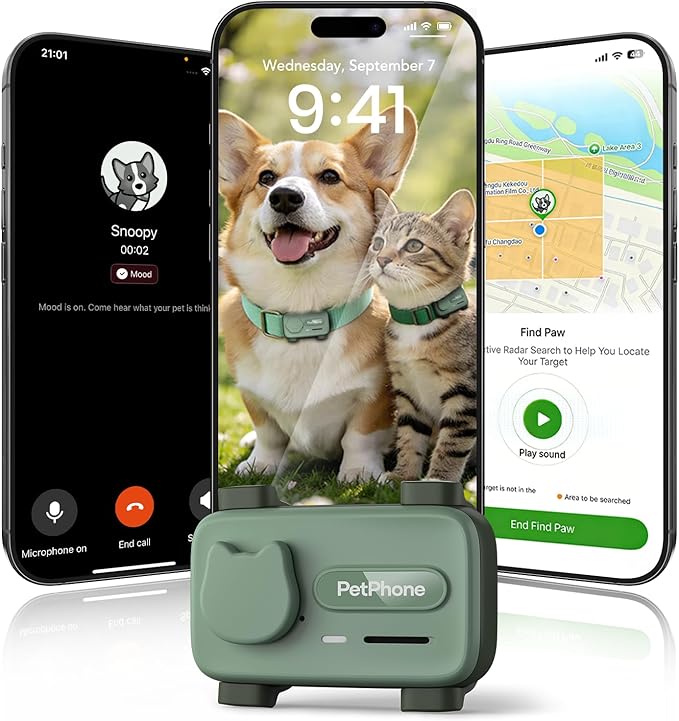 Smart Dog GPS Tracker Support 2-Way PetChat & AI Health Alerts Live Pet Tracker by PetPhone