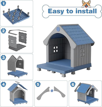 Fancyango Large Dog House Outdoor Indoor, Sturdy Plastic Waterproof Doghouse - Image 4