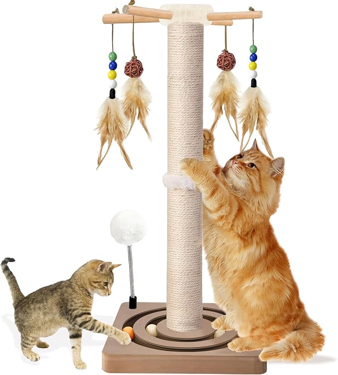 PAROTO Tall Cat Scratching Post, 33 Inch Sisal Cat Tree Tower Scratcher by Awarmhome