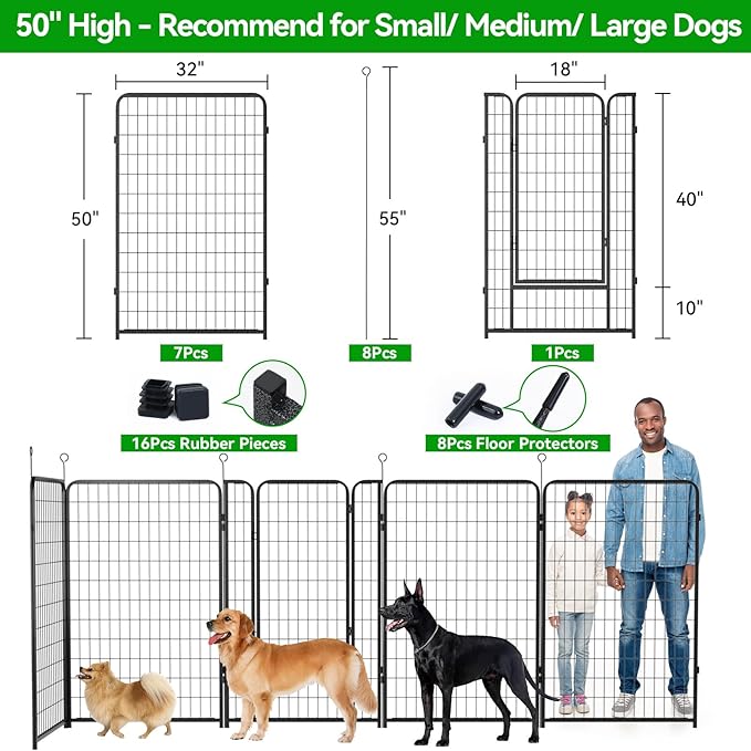 Kfvigoho Dog Playpen Outdoor Extra Wide 8 Piece Panels Heavy Duty Dog Fence 50" - Image 3