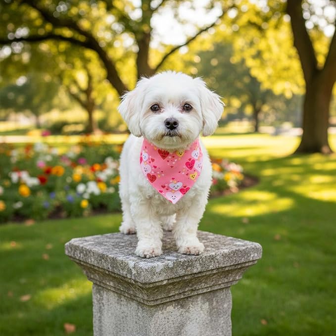 72 Pack Valentine Dog Bandanas Bulk Heart Triangle Pet Scarfs, Adjustable Bib - Image 5