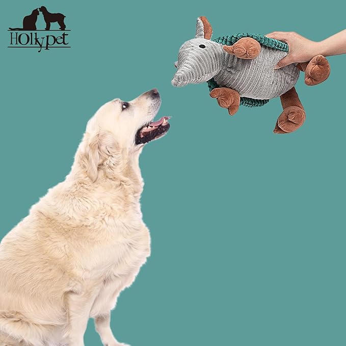 Hollypet Plush Dog Squeaky Toy Stuffed Armadillo Animal Pet Puppy Chew Toys - Image 5