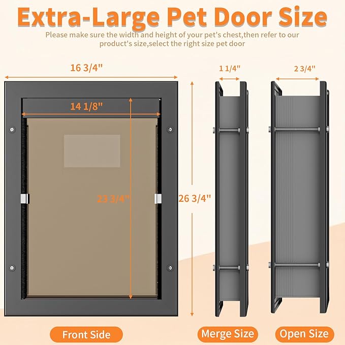 Dog Door for Large Dogs, X-Large Aluminum Frame Pet Door - Image 2