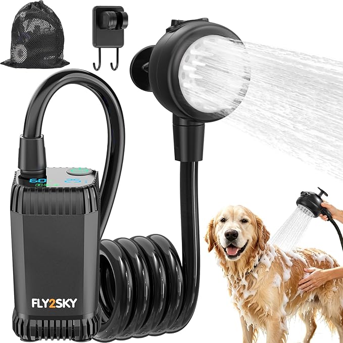 FLY2SKY Portable Shower Pump 6000mAh Detachable Shower Head Hose Pet Bathing by FLY2SKY