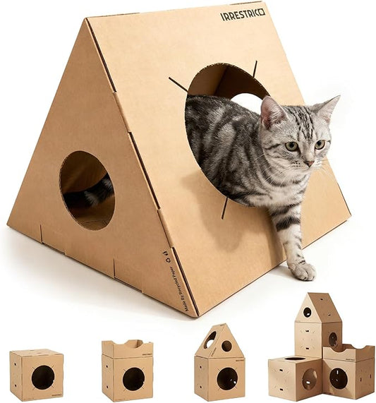 Modular Cardboard Cat Condo System, Triangle Cat Tunnel Module, Foldable by Unknown