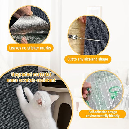 Cat Scratch Mat, 118.5"x17.4" Trimmable Self-Adhesive Cat Scratch Furniture - Image 7