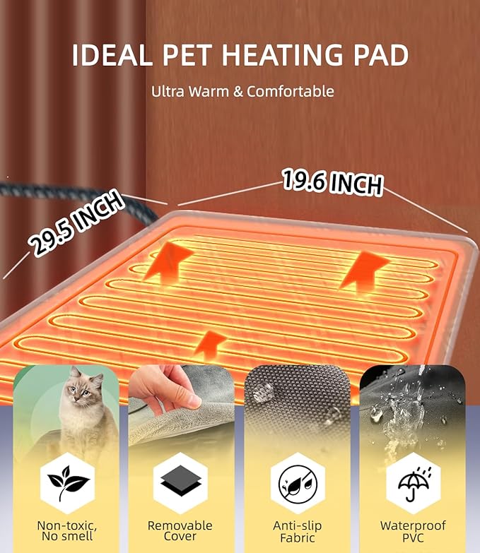 uncn Dog Cat Heating Pad Pressure Activated 19.5 X 29 Pet Heat Pack Automatic - Image 5