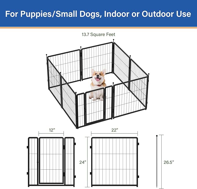 Dog Playpen 24 inch 8 Panels for Indoor & Outdoor Use – Heavy-Duty Metal Pet - Image 4