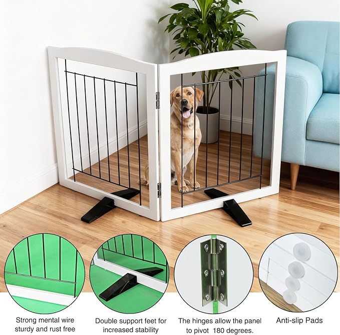 ZJSF Freestanding Dog Fence Indoor, Foldable Dog Gate - Image 5