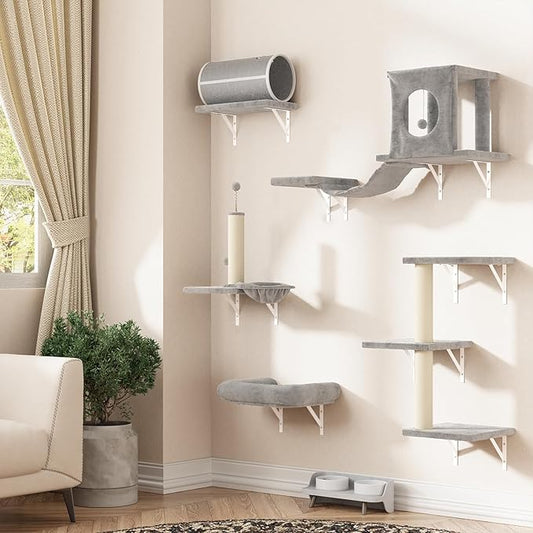NUNU LAB 7-in-1 Cat Wall Shelves, Wall Mounted Cat Climber Set, Cat Furniture by NUNULAB